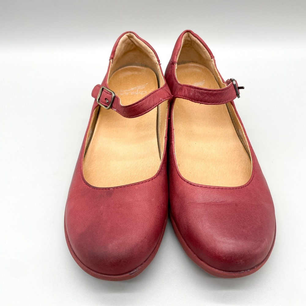 Dansko Womens 39 8.5 Marcella Mary Jane Wedge Red Leather Teacher Office Classic - Picture 3 of 11